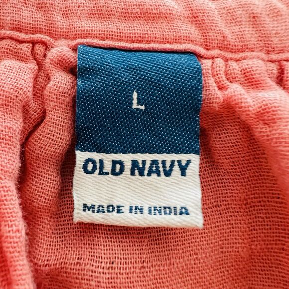 Old Navy Coral Pink Ruffly 100% Cotton Soft Billowy Cottagecore Blouse - Large - Picture 7 of 8